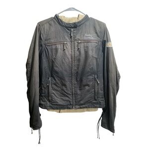 Harley‎ Davidson 2 in 1 Jacket Hooded Waffle Vest with Lace up Sides size Medium